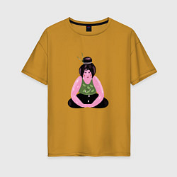 Женская футболка оверсайз Толстушка-йогиня