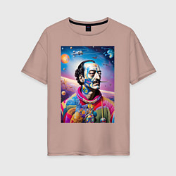 Женская футболка оверсайз Salvador Dali in space