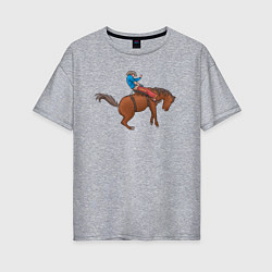 Женская футболка оверсайз Наездник и конь вместе