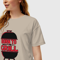 Футболка оверсайз женская Born to grill, цвет: миндальный — фото 2
