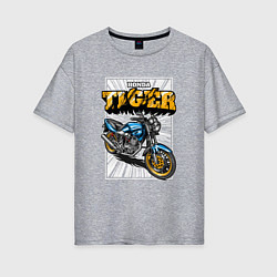 Женская футболка оверсайз Мотоцикл Honda Tiger