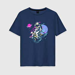 Женская футболка оверсайз Космический велосипедист