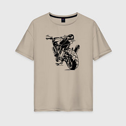 Женская футболка оверсайз Мотоцикл силуэт
