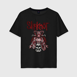 Женская футболка оверсайз Slipknot рогатый череп
