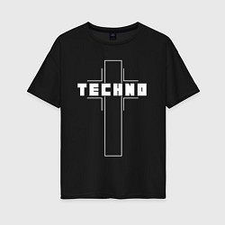 Женская футболка оверсайз Techno крест