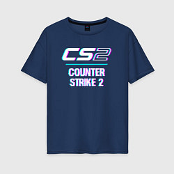 Женская футболка оверсайз Counter Strike 2 в стиле glitch и баги графики
