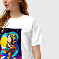 Футболка оверсайз женская Маленький космонавт, цвет: белый — фото 2