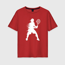 Женская футболка оверсайз Белый силуэт теннисиста