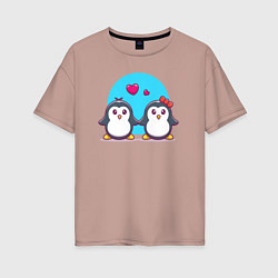 Женская футболка оверсайз Penguins love
