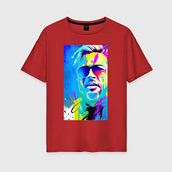 Женская футболка оверсайз Brad Pitt - sketch - pop art