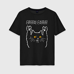 Футболка оверсайз женская Crystal Castles rock cat, цвет: черный