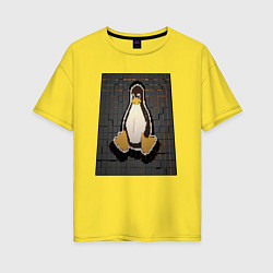 Женская футболка оверсайз Linux Tux cubed