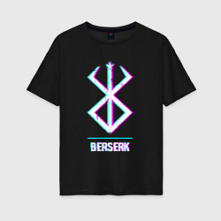 Женская футболка оверсайз Символ Berserk в стиле glitch