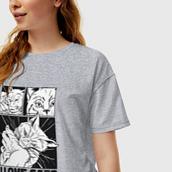 Футболка оверсайз женская I love cats comic, цвет: меланж — фото 2