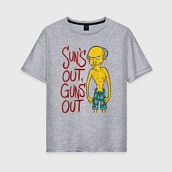 Женская футболка оверсайз Suns out, guns out