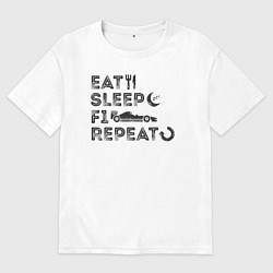 Женская футболка оверсайз Eat sleep F1