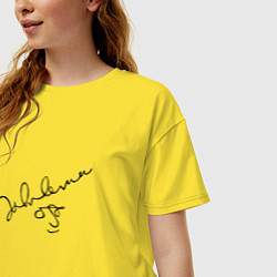 Футболка оверсайз женская Джон Леннон - автограф, цвет: желтый — фото 2