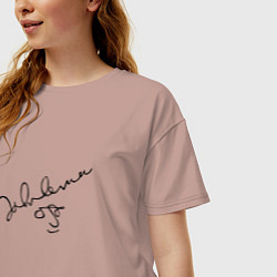 Футболка оверсайз женская Джон Леннон - автограф, цвет: пыльно-розовый — фото 2