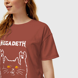 Футболка оверсайз женская Megadeth rock cat, цвет: кирпичный — фото 2