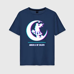 Футболка оверсайз женская Символ Angels of Death в стиле glitch, цвет: тёмно-синий