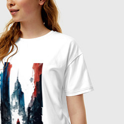 Футболка оверсайз женская Ощущение Москвы - коллекция Бело-сине-красный - Ху, цвет: белый — фото 2