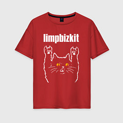 Женская футболка оверсайз Limp Bizkit rock cat