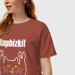 Футболка оверсайз женская Limp Bizkit rock cat, цвет: кирпичный — фото 2