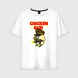 Женская футболка оверсайз Chicken Gun - игра