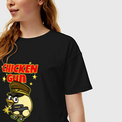 Футболка оверсайз женская Chicken Gun - игра, цвет: черный — фото 2