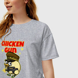 Футболка оверсайз женская Chicken Gun - игра, цвет: меланж — фото 2