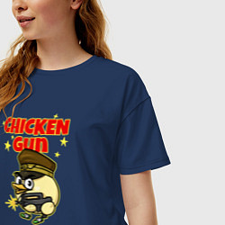 Футболка оверсайз женская Chicken Gun - игра, цвет: тёмно-синий — фото 2