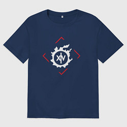 Женская футболка оверсайз Символ Final Fantasy в красном ромбе