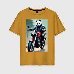 Женская футболка оверсайз Panda - cool biker