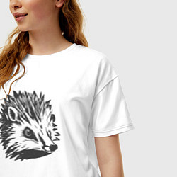 Футболка оверсайз женская Маленький ежик, цвет: белый — фото 2