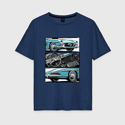 Футболка оверсайз женская Mercedes-Benz 300SL Roadster V1, цвет: тёмно-синий
