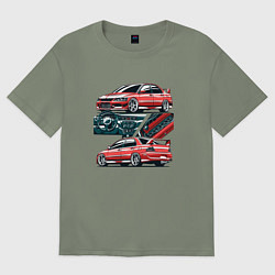 Футболка оверсайз женская Mitsubishi Lancer Evolution IX V1, цвет: авокадо