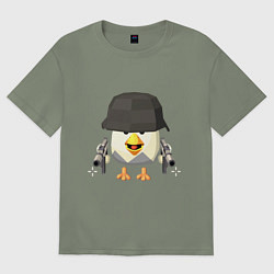 Женская футболка оверсайз Chicken Gun в каске