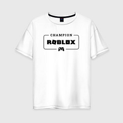 Футболка оверсайз женская Roblox gaming champion: рамка с лого и джойстиком, цвет: белый