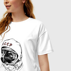 Футболка оверсайз женская Пёсик астронавт - ссср, цвет: белый — фото 2