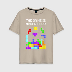 Футболка оверсайз женская Tetris - the game is never over, цвет: миндальный