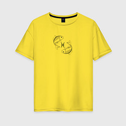 Футболка оверсайз женская Знак зодиака рыбы, цвет: желтый