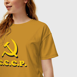 Футболка оверсайз женская СССР серп и молот, цвет: горчичный — фото 2