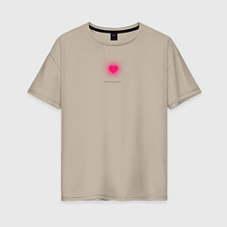 Женская футболка оверсайз С надписью: He ate my heart, и неоновым сердцем