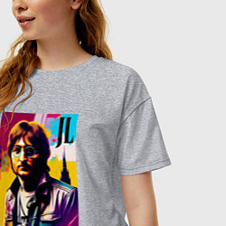 Футболка оверсайз женская John Lennon - world legend, цвет: меланж — фото 2