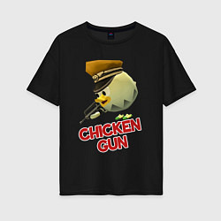 Женская футболка оверсайз Chicken Gun logo