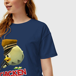 Футболка оверсайз женская Chicken Gun logo, цвет: тёмно-синий — фото 2