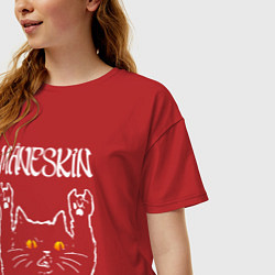 Футболка оверсайз женская Maneskin rock cat, цвет: красный — фото 2