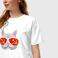 Футболка оверсайз женская Котик СССР, цвет: белый — фото 2