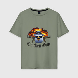 Футболка оверсайз женская Chicken gun game, цвет: авокадо