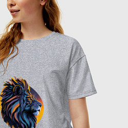 Футболка оверсайз женская Африканский лев, цвет: меланж — фото 2